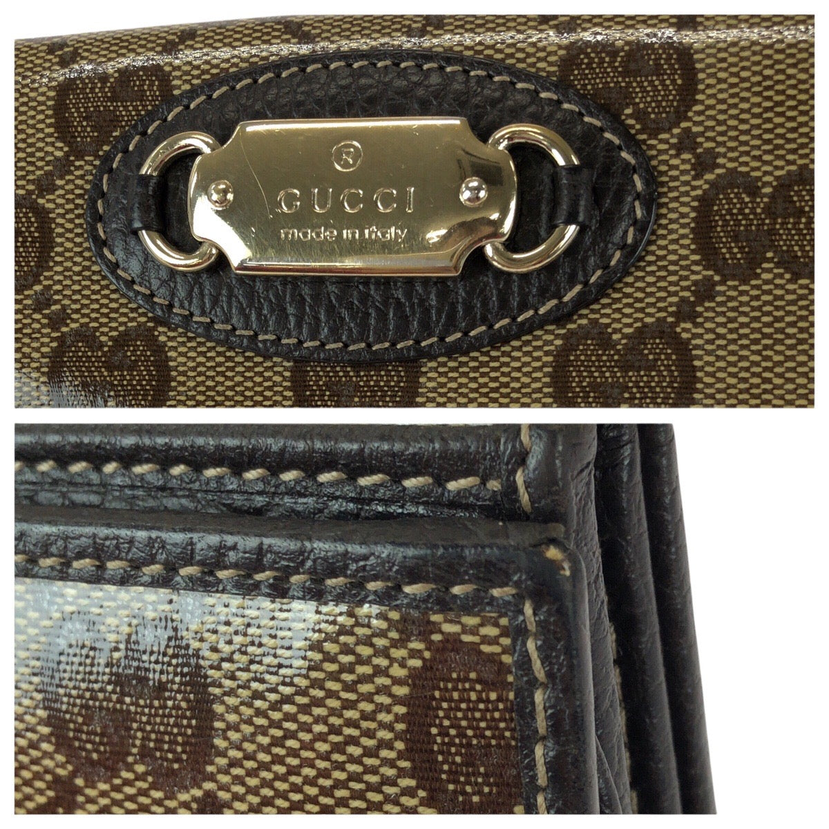 23124
GUCCI グッチ GGクリスタル ブラウン ゴールド金具 PVC / レザー 231841 長財布 ロングウォレット レディース A35