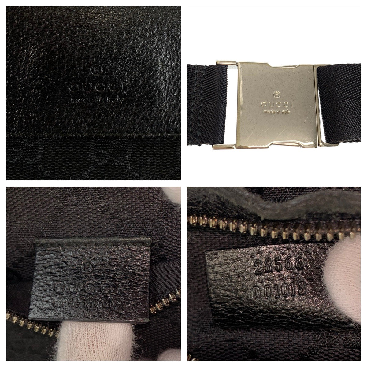 23126
GUCCI Black GG Canvas / Leather 28566 Body Bag Waist Pouch Unisex Men's AB42