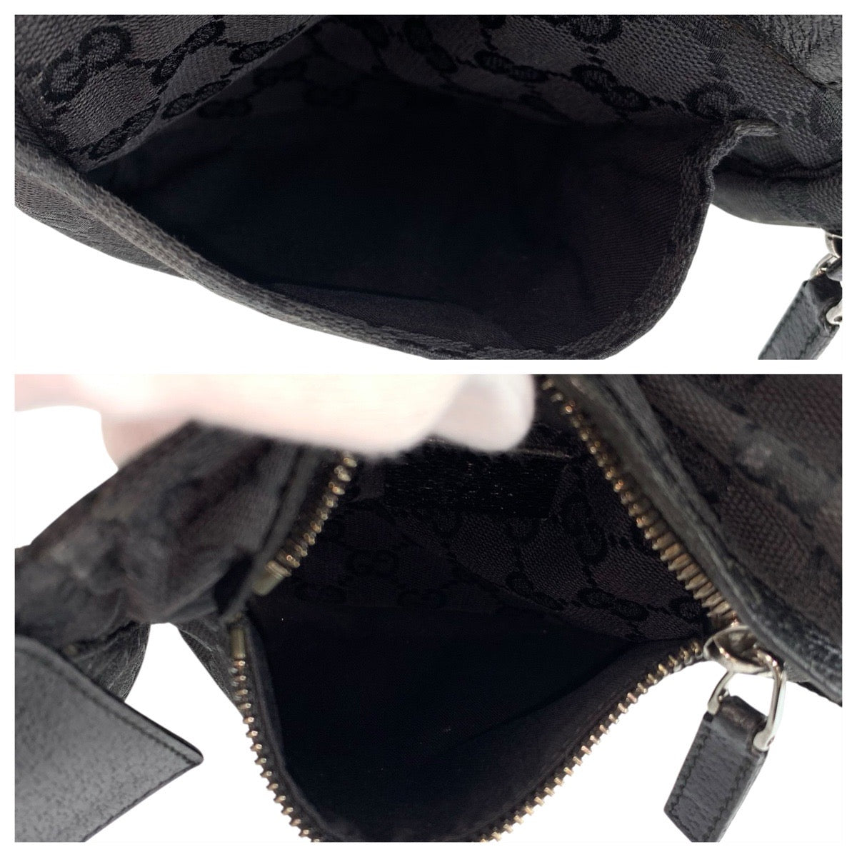 23126
GUCCI Black GG Canvas / Leather 28566 Body Bag Waist Pouch Unisex Men's AB42