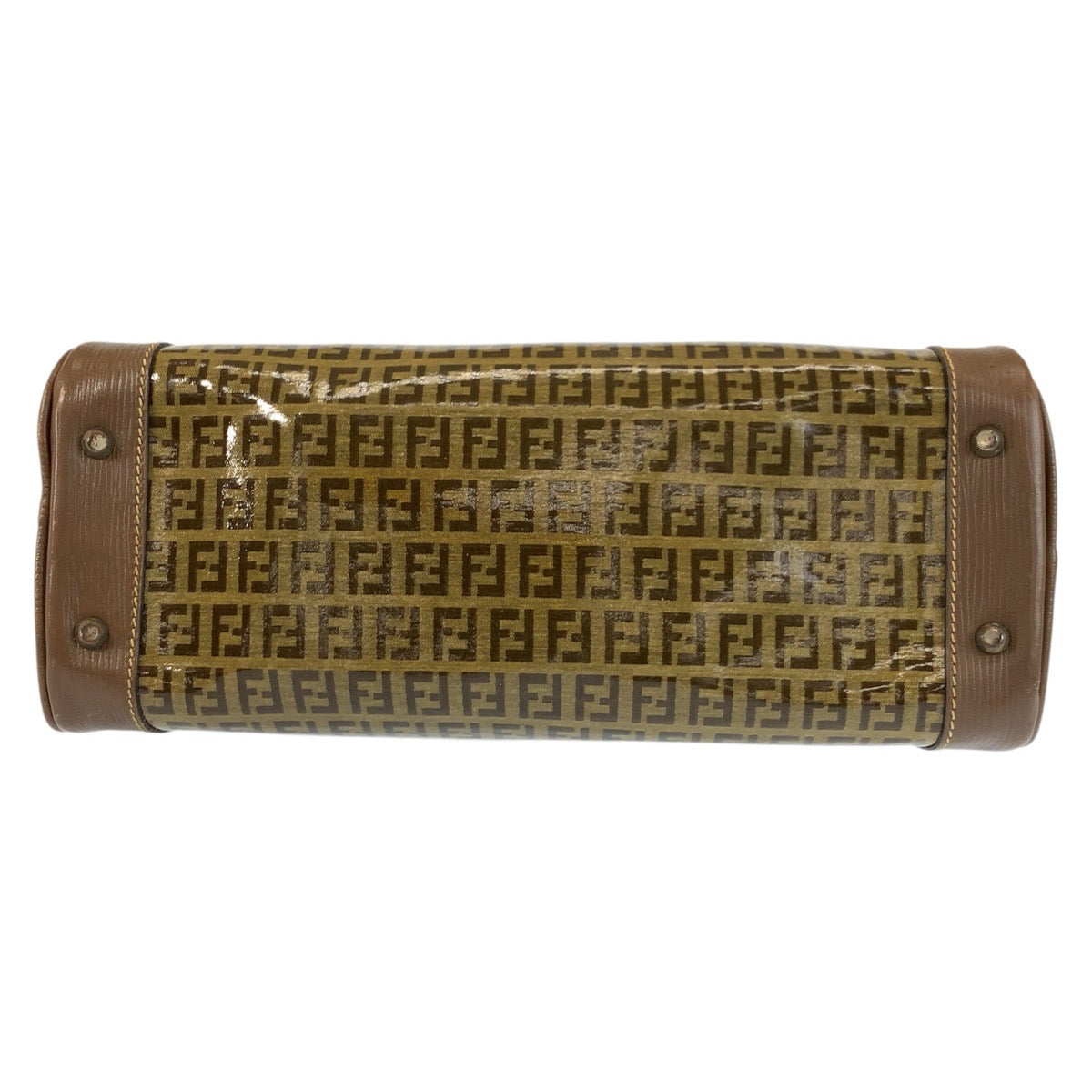 23128
FENDI フェンディ ズッカ ブラウン ゴールド金具 PVC / レザー ハンドバッグ ボストンバッグ レディース AB32