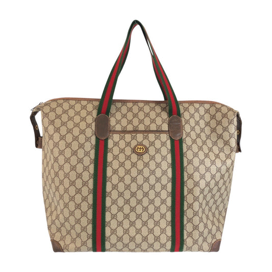 23132
GUCCI グッチ ヴィンテージ シェリーライン ベージュ ブラウン ゴールド金具 GGスプリームキャンバス / レザー 012 39 6211 ボストンバッグ ショルダーバッグ レディース ABP46