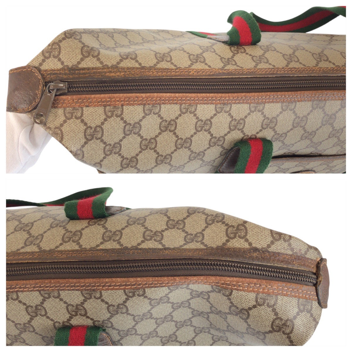 23132
GUCCI グッチ ヴィンテージ シェリーライン ベージュ ブラウン ゴールド金具 GGスプリームキャンバス / レザー 012 39 6211 ボストンバッグ ショルダーバッグ レディース ABP46