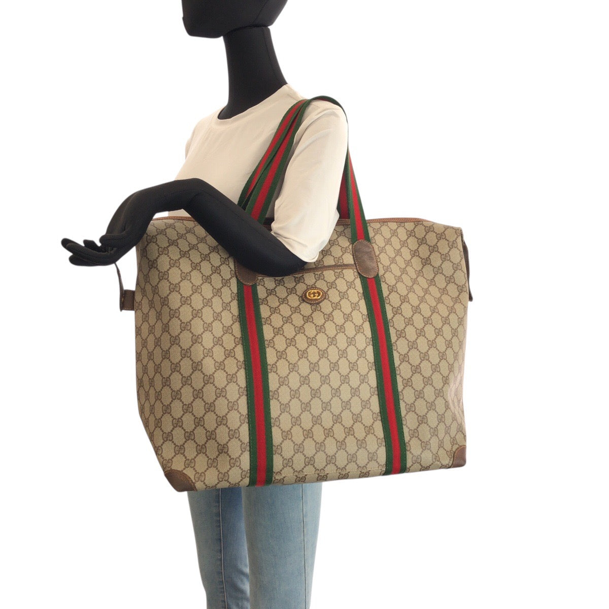 23132
GUCCI グッチ ヴィンテージ シェリーライン ベージュ ブラウン ゴールド金具 GGスプリームキャンバス / レザー 012 39 6211 ボストンバッグ ショルダーバッグ レディース ABP46