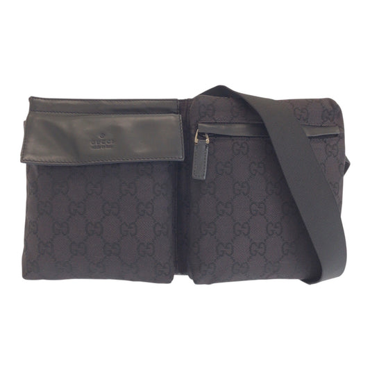 23138
GUCCI グッチ ブラック 黒 シルバー金具 GGキャンバス / レザー 018 1621 ボディバッグ バムバッグ ウエストポーチ メンズ ABP36