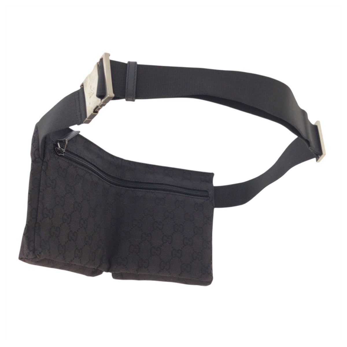 23138
GUCCI グッチ ブラック 黒 シルバー金具 GGキャンバス / レザー 018 1621 ボディバッグ バムバッグ ウエストポーチ メンズ ABP36