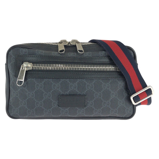 23141
GUCCI グッチ シェリーライン ブラック 黒 グレー シルバー金具 GGスプリームキャンバス / レザー 474293 ボディバッグ バムバッグ ショルダーバッグ ウエストポーチ メンズ AB58