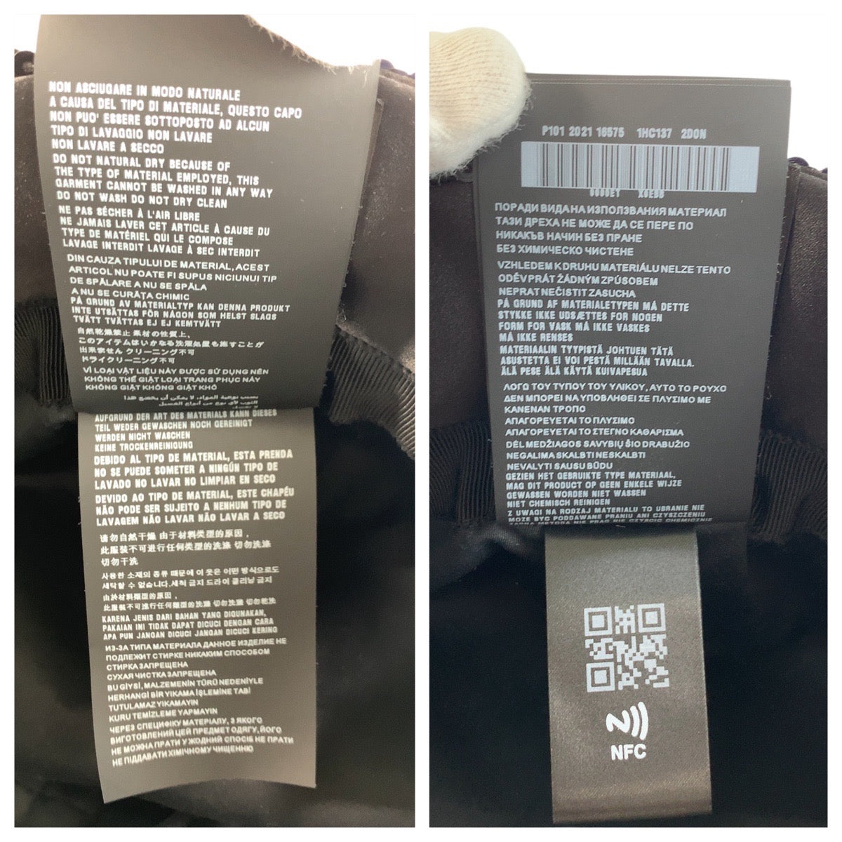 23143
PRADA プラダ ロゴ スパンコール ブラック 黒 コットン / シルク バケットハット 男女兼用 レディース A50