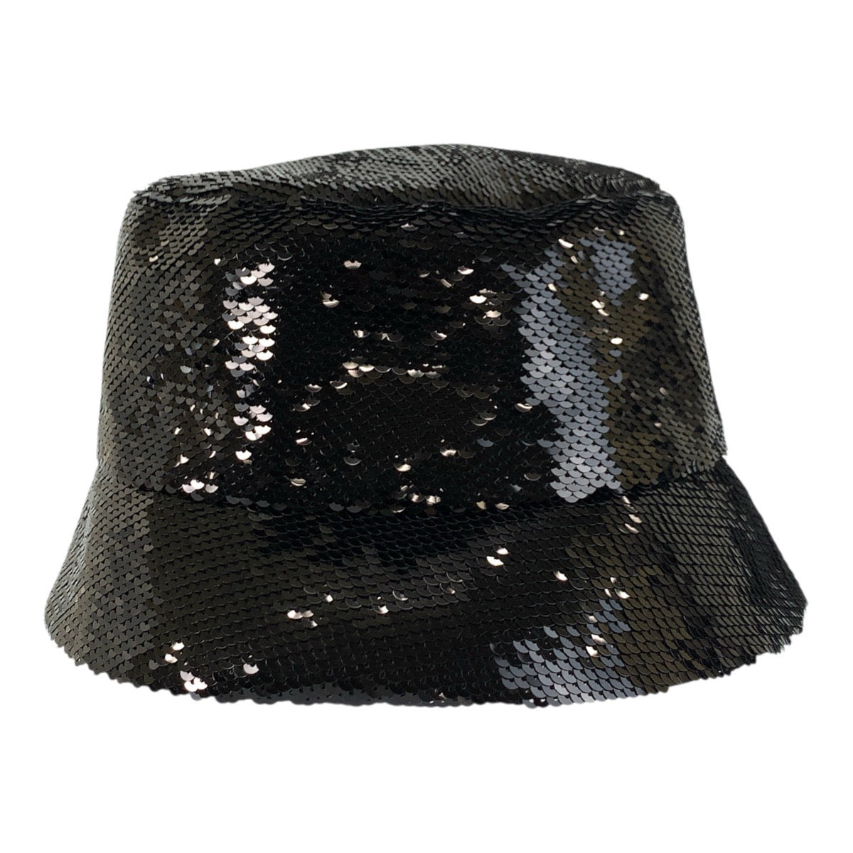 23143
PRADA プラダ ロゴ スパンコール ブラック 黒 コットン / シルク バケットハット 男女兼用 レディース A50