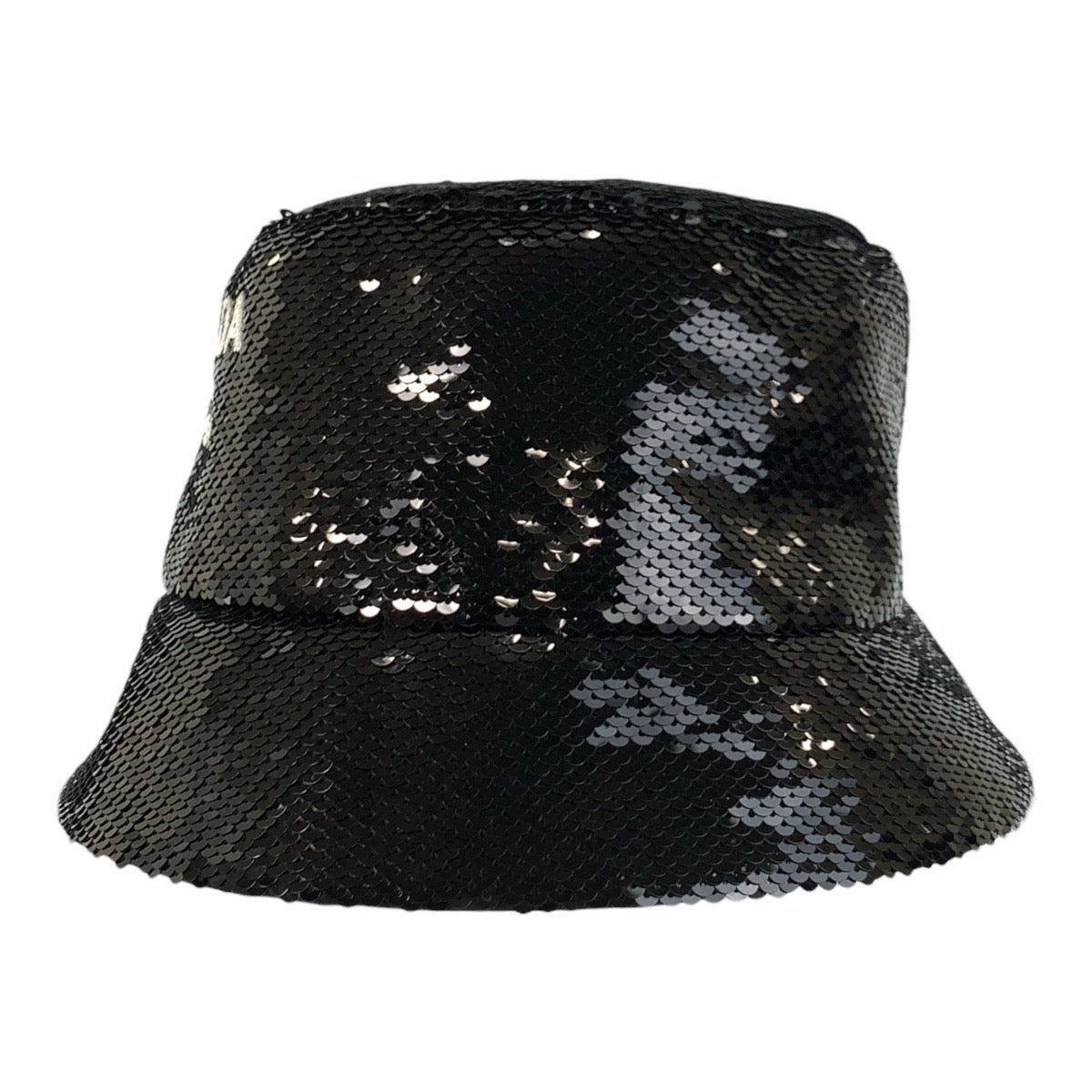 23143
PRADA プラダ ロゴ スパンコール ブラック 黒 コットン / シルク バケットハット 男女兼用 レディース A50