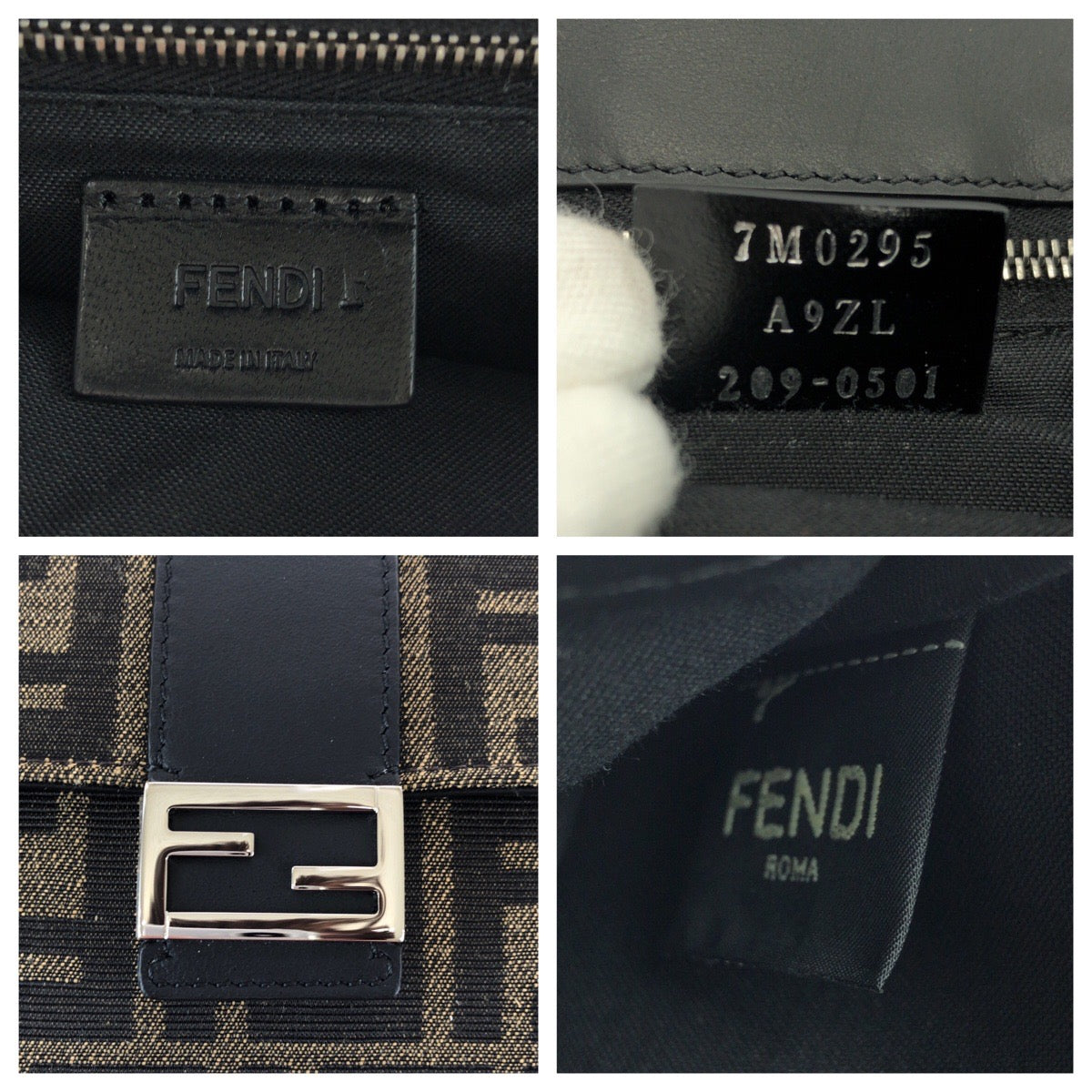 23145
FENDI フェンディ ズッカ バゲット ブラウン ブラックシルバー金具 レザー 7M0295 A9ZL 209-0501 ショルダーバッグ ウエストポーチ レディース S72