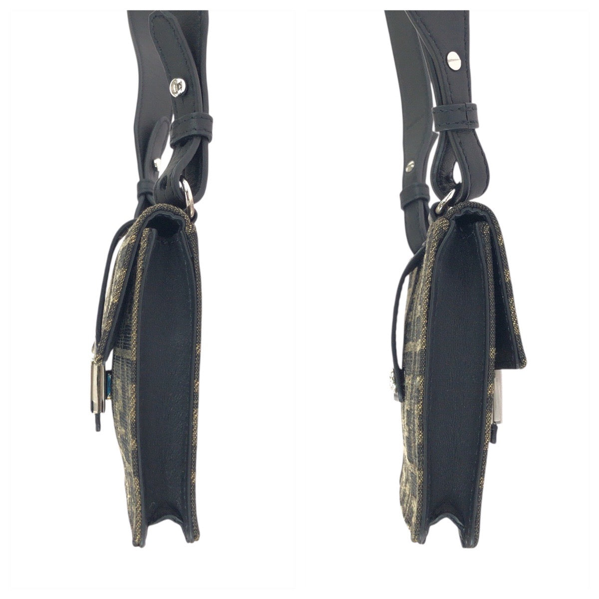 23145
FENDI フェンディ ズッカ バゲット ブラウン ブラックシルバー金具 レザー 7M0295 A9ZL 209-0501 ショルダーバッグ ウエストポーチ レディース S72