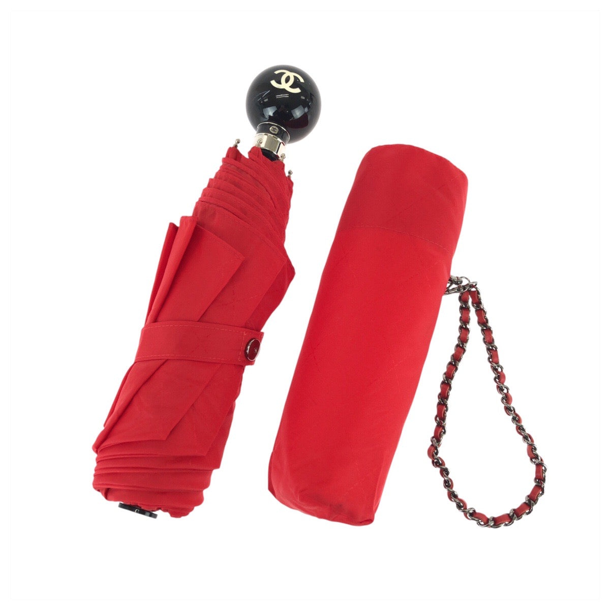 23148
CHANEL シャネル ココマーク マトラッセ レッド シルバー金具 ポリアミド / ポリエステル 傘 折りたたみ傘 晴雨兼用 レディース A58