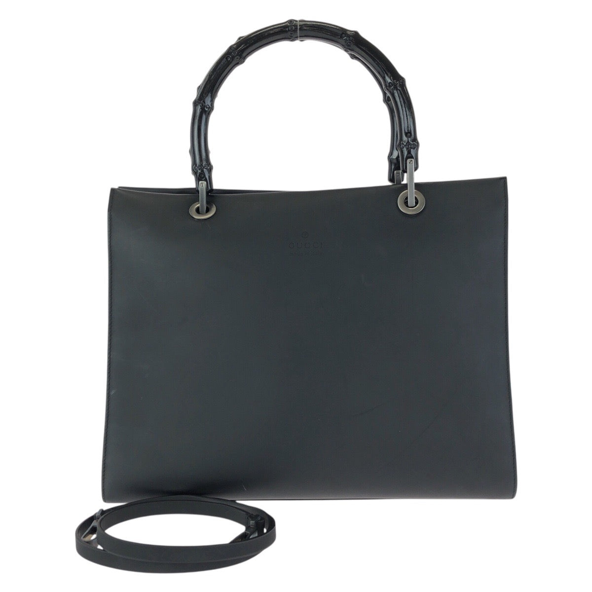 23150
GUCCI グッチ バンブー ブラック 黒 ガンメタ金具 レザー 002 1016 トートバッグ ショルダーバッグ 2way レディース AB40