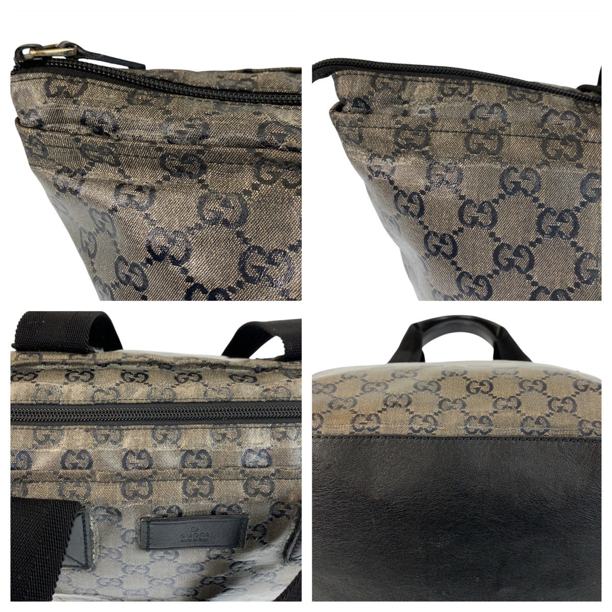 23151
GUCCI グッチ GGクリスタル グレー ブラック 黒 PVC 131230 トートバッグ ショルダーバッグ レディース AB34