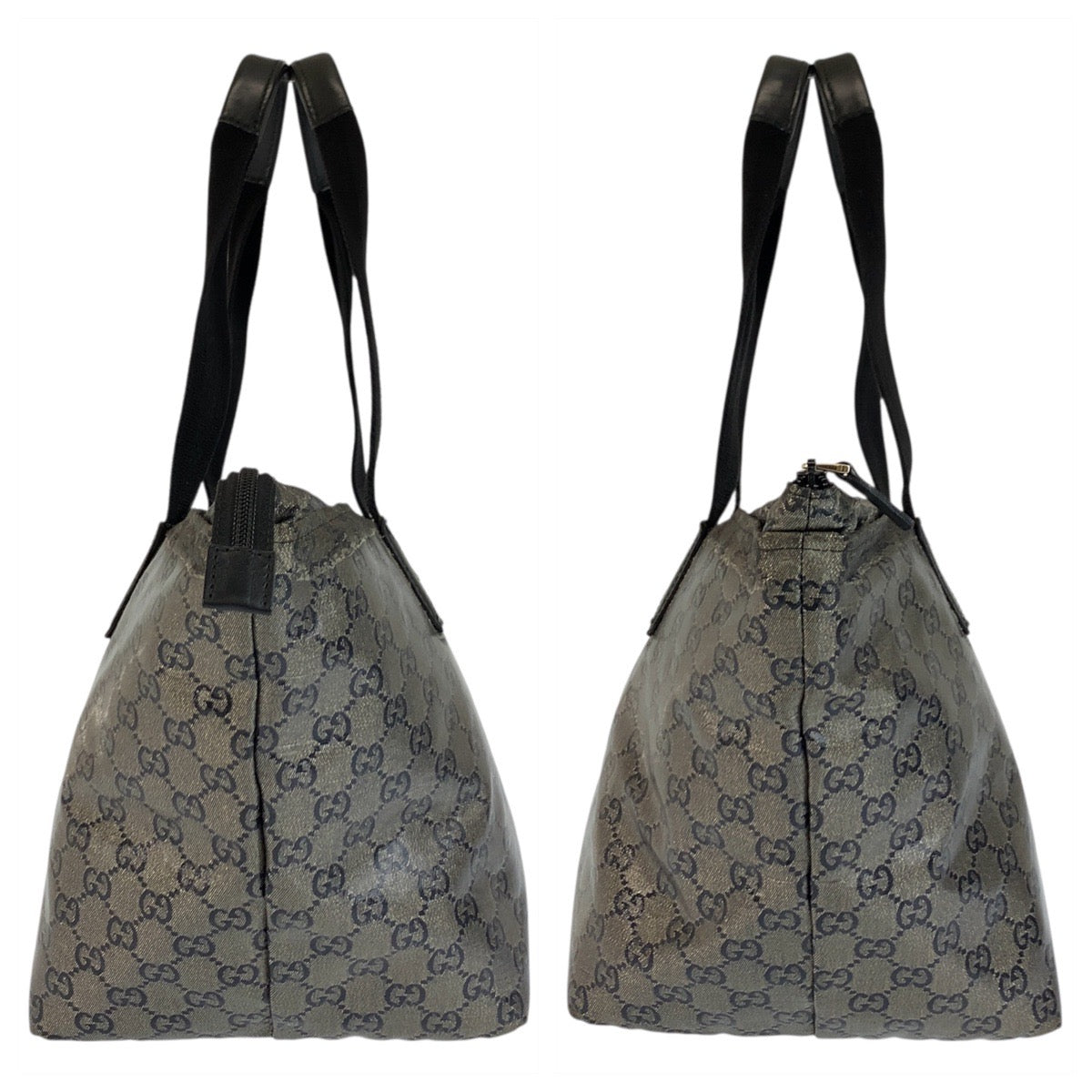23151
GUCCI グッチ GGクリスタル グレー ブラック 黒 PVC 131230 トートバッグ ショルダーバッグ レディース AB34