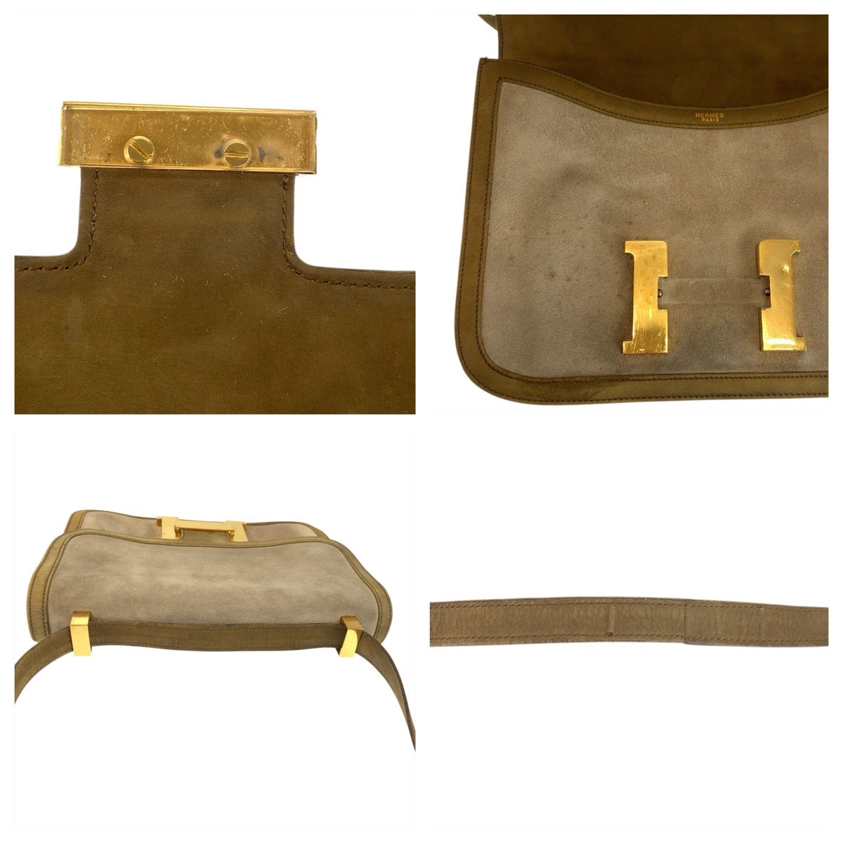 23152
HERMES エルメス ヴィンテージ コンスタンス23 ベージュ カーキ ゴールド金具 / ドブリス ショルダーバッグ ハンドバッグ ◯C刻印 レディース AB780