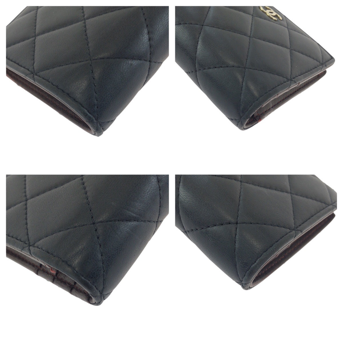 23154
CHANEL シャネル マトラッセ ココマーク ブラック 黒 ゴールド金具 ラムスキン 折財布 コンパクトウォレット レディース ABP66