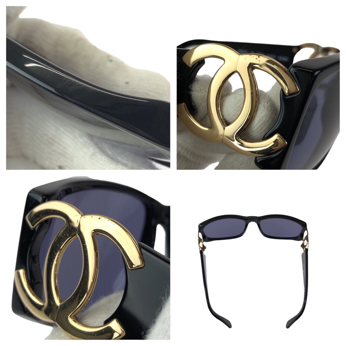 23155
CHANEL シャネル ココマーク ブラック 黒 ゴールド金具 プラスチック / メタル 02461 94305 サングラス メガネ 男女兼用 スクエア レディース ABP25