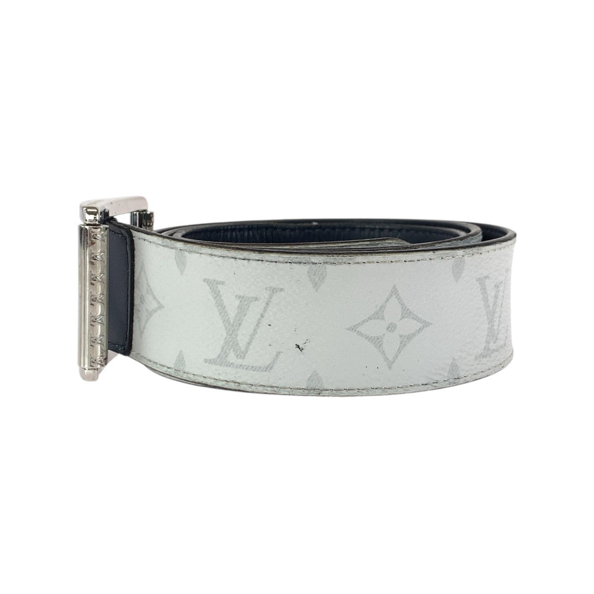 23159
LOUIS VUITTON ルイヴィトン モノグラム サンチュールリ ヴェルソ 95cm/38インチ ホワイト ブラック シルバー金具 PVC M0003 ベルト メンズ AB28