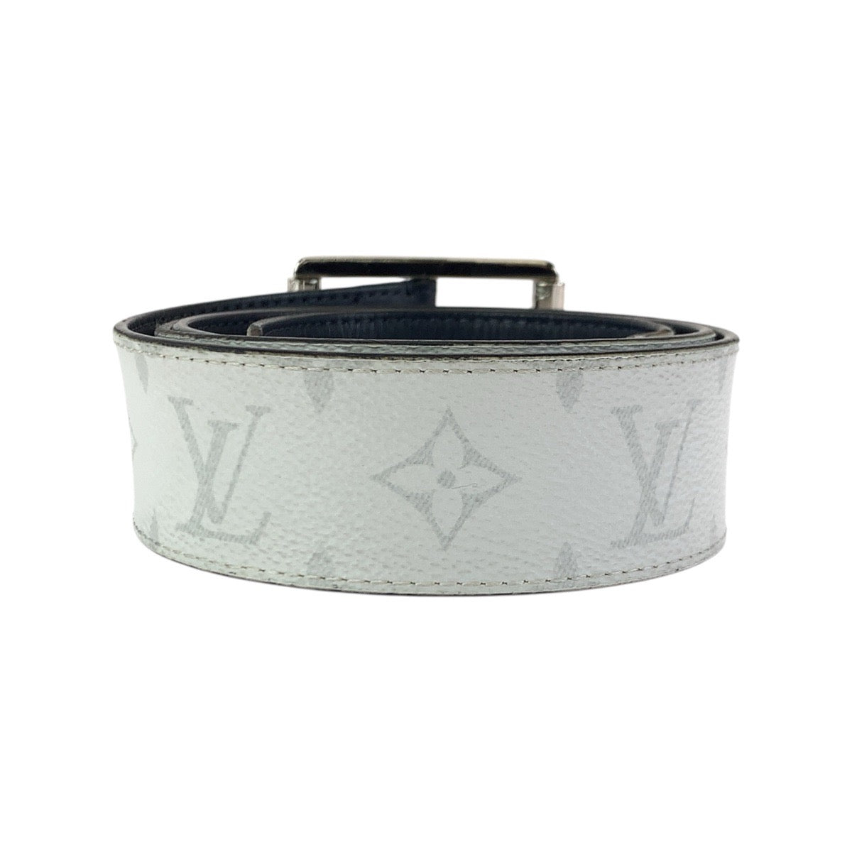 23159
LOUIS VUITTON ルイヴィトン モノグラム サンチュールリ ヴェルソ 95cm/38インチ ホワイト ブラック シルバー金具 PVC M0003 ベルト メンズ AB28
