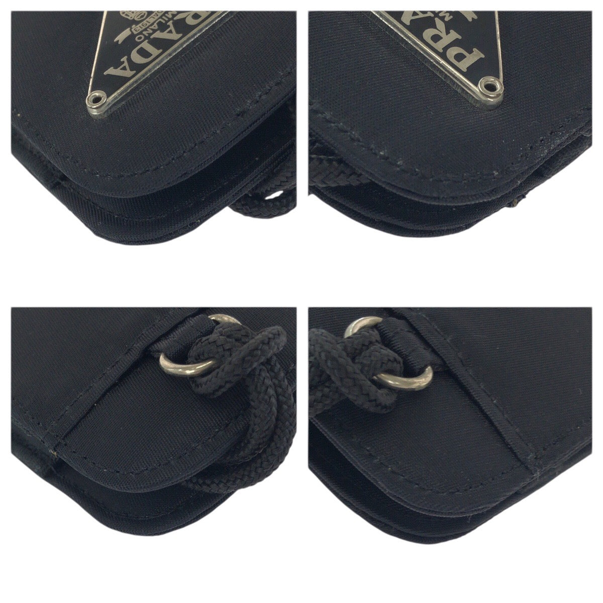23161
PRADA プラダ テスート 三角ロゴプレート ブラック 黒 シルバー金具 ナイロン 携帯ケース シガレットケース IQOSケース 男女兼用 メンズ ABP14