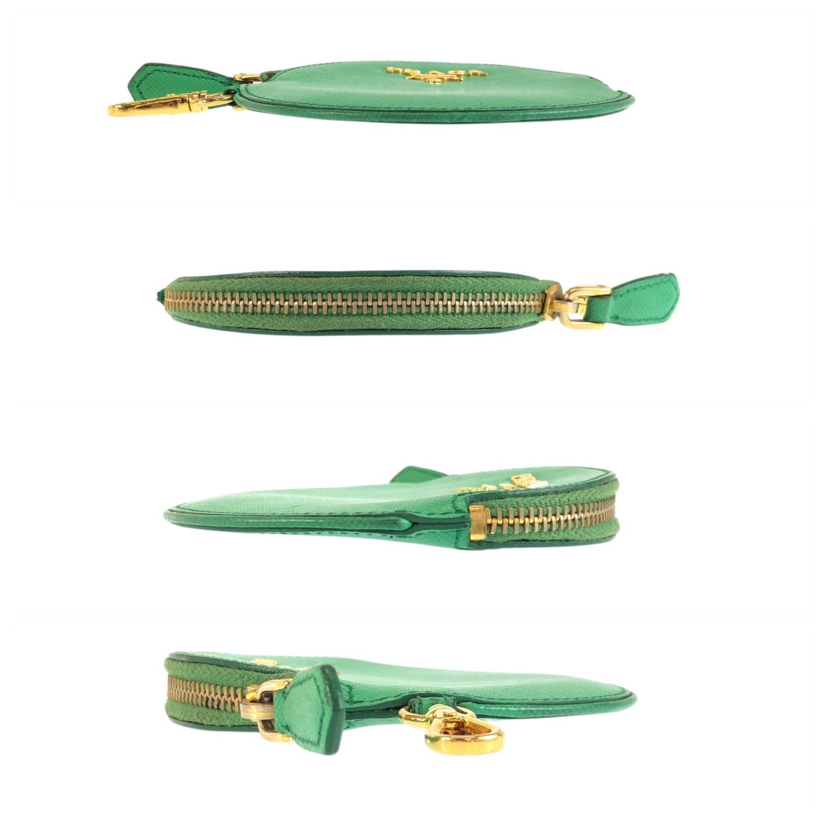 23162
PRADA プラダ サフィアーノ グリーン ゴールド金具 レザー コインケース 小銭入れ レディース ABP14