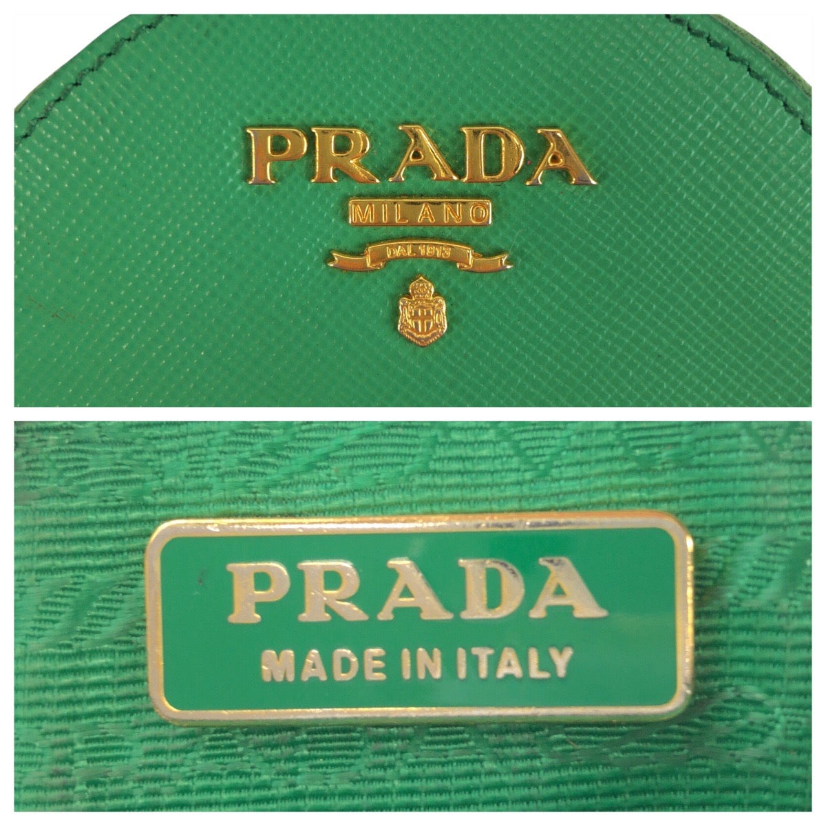 23162
PRADA プラダ サフィアーノ グリーン ゴールド金具 レザー コインケース 小銭入れ レディース ABP14
