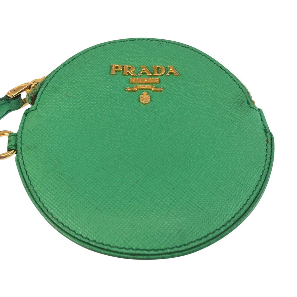 23162
PRADA プラダ サフィアーノ グリーン ゴールド金具 レザー コインケース 小銭入れ レディース ABP14
