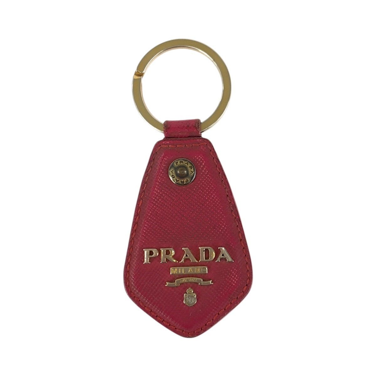 23163
PRADA プラダ サフィアーノ ピンク シルバー金具 レザー キーホルダー バッグチャーム レディース AB5