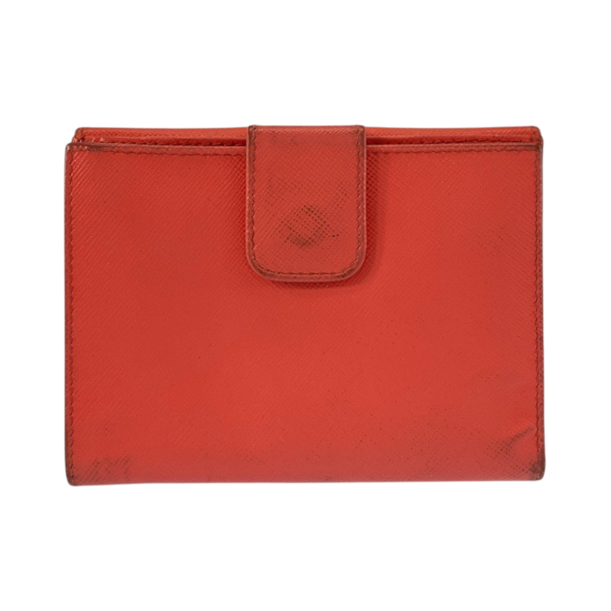 23164
PRADA プラダ ロゴ オレンジ ゴールド金具 レザー 折財布 コンパクトウォレット レディース AB14