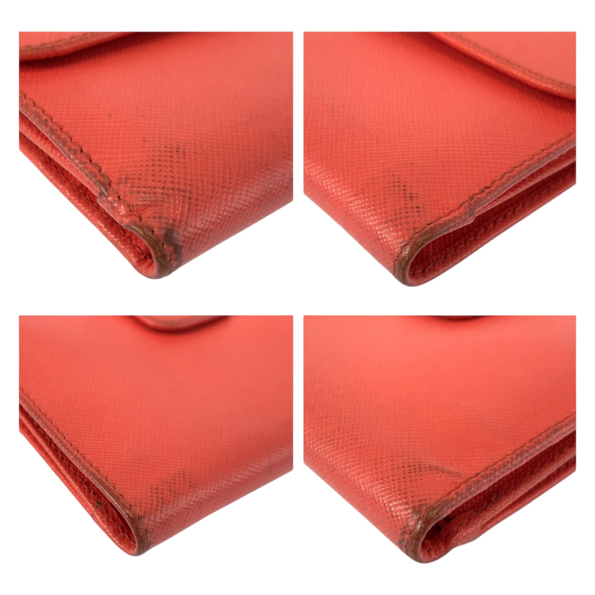 23164
PRADA プラダ ロゴ オレンジ ゴールド金具 レザー 折財布 コンパクトウォレット レディース AB14