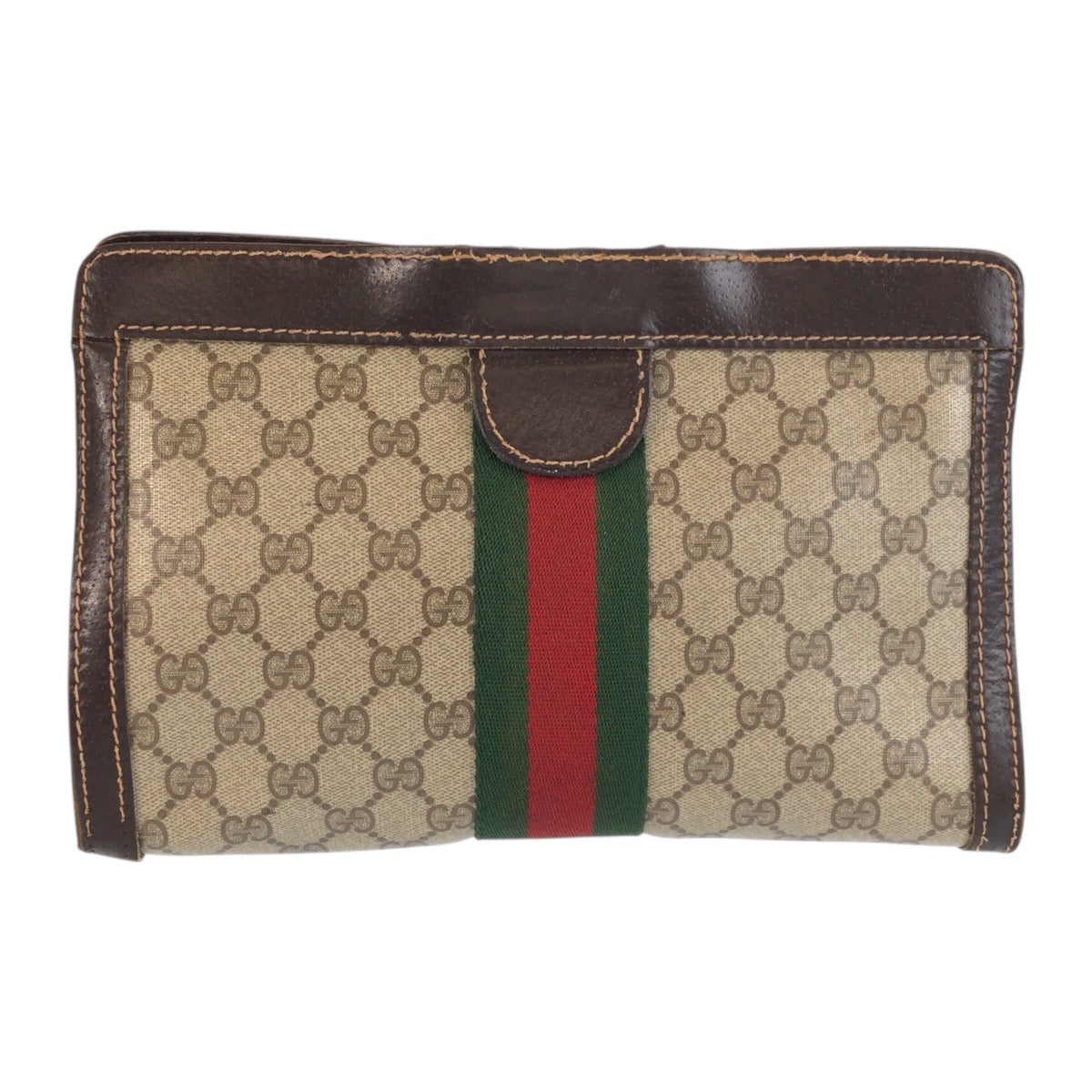 23166
GUCCI グッチ ヴィンテージ シェリーライン ベージュ ブラウン GGスプリームキャンバス / レザー クラッチバッグ セカンドバッグ 男女兼用 メンズ B10