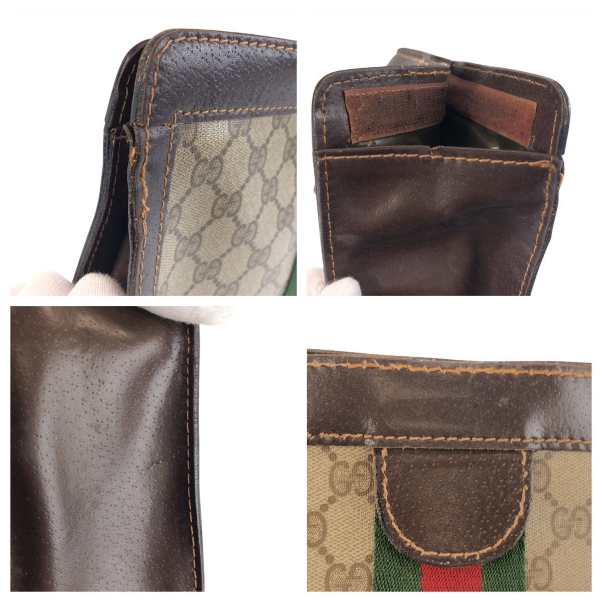 23166
GUCCI グッチ ヴィンテージ シェリーライン ベージュ ブラウン GGスプリームキャンバス / レザー クラッチバッグ セカンドバッグ 男女兼用 メンズ B10