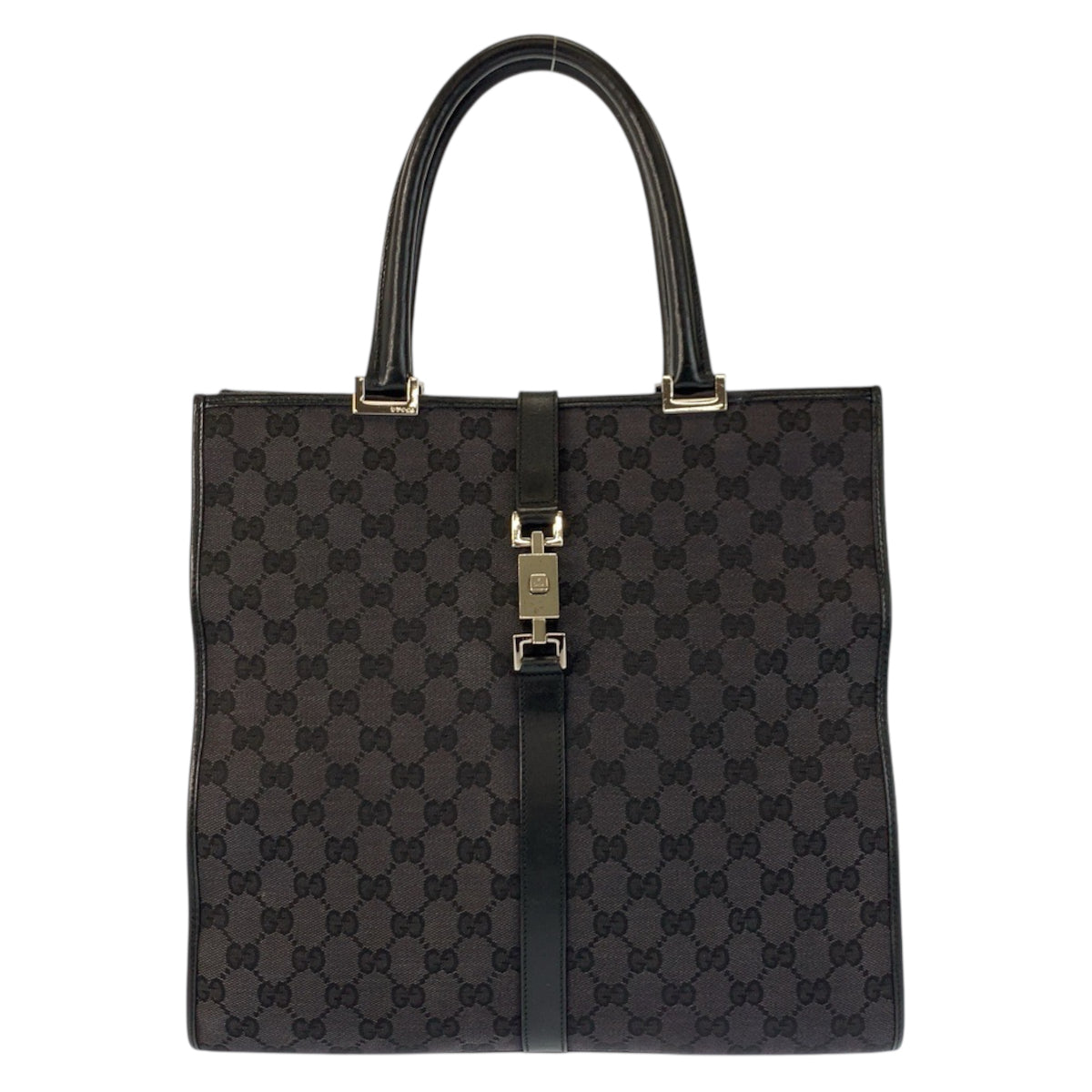 23170
GUCCI グッチ ジャッキー ブラック 黒 シルバー金具 GGキャンバス / レザー 002 1064 トートバッグ ハンドバッグ レディース ABP48