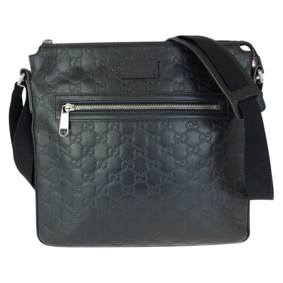23172
GUCCI グッチ グッチシマ ブラック 黒 シルバー金具 レザー 406408 ショルダーバッグ メッセンジャーバッグ メンズ AB52