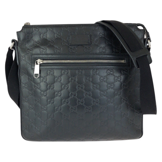 23172
GUCCI グッチ グッチシマ ブラック 黒 シルバー金具 レザー 406408 ショルダーバッグ メッセンジャーバッグ メンズ AB52