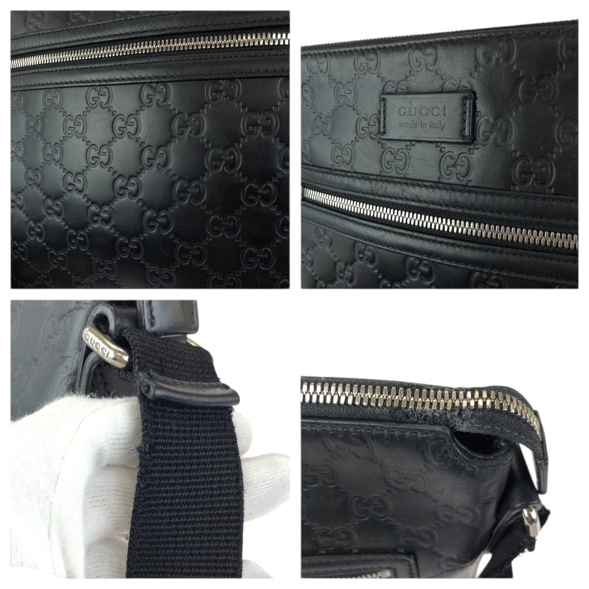 23172
GUCCI グッチ グッチシマ ブラック 黒 シルバー金具 レザー 406408 ショルダーバッグ メッセンジャーバッグ メンズ AB52