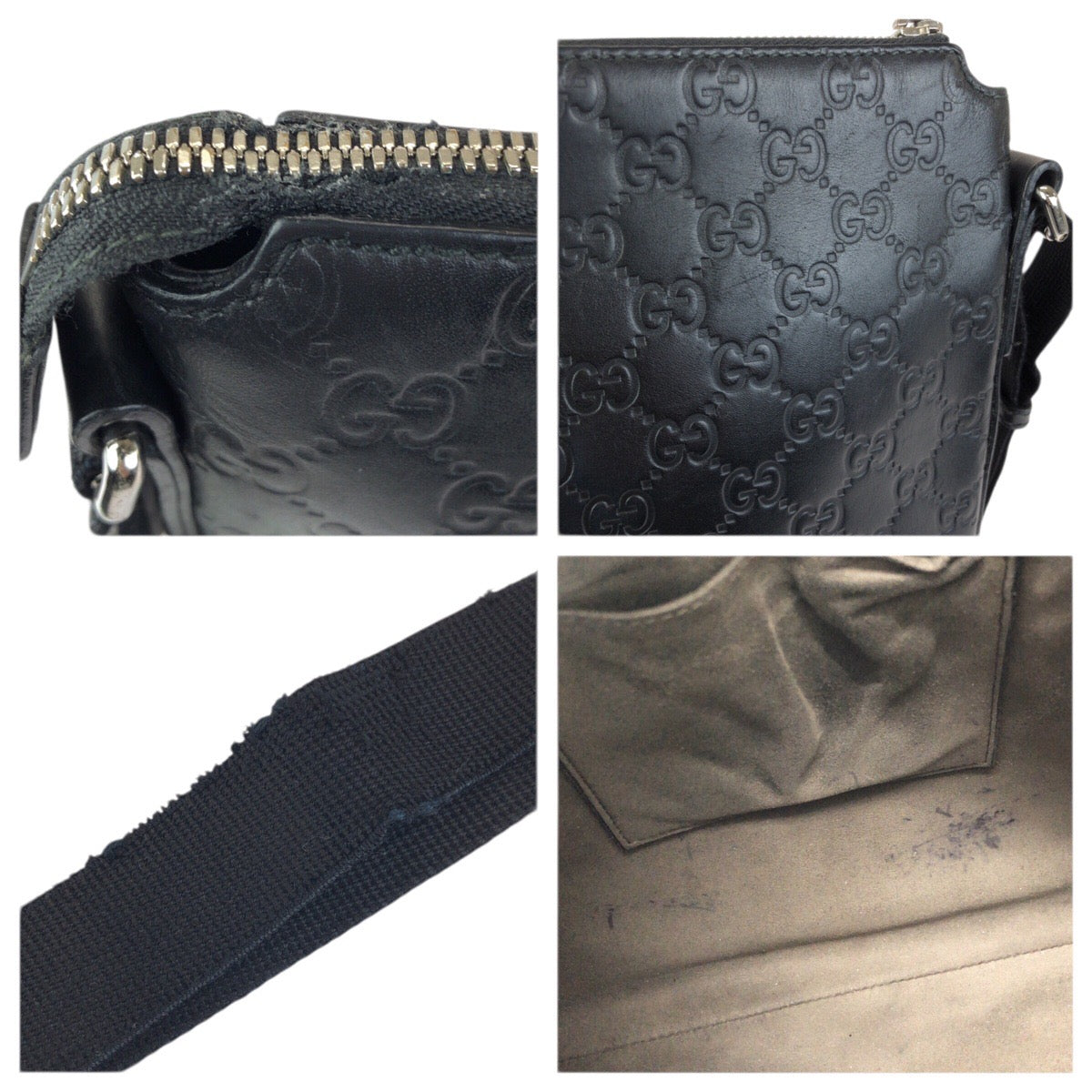 23172
GUCCI グッチ グッチシマ ブラック 黒 シルバー金具 レザー 406408 ショルダーバッグ メッセンジャーバッグ メンズ AB52