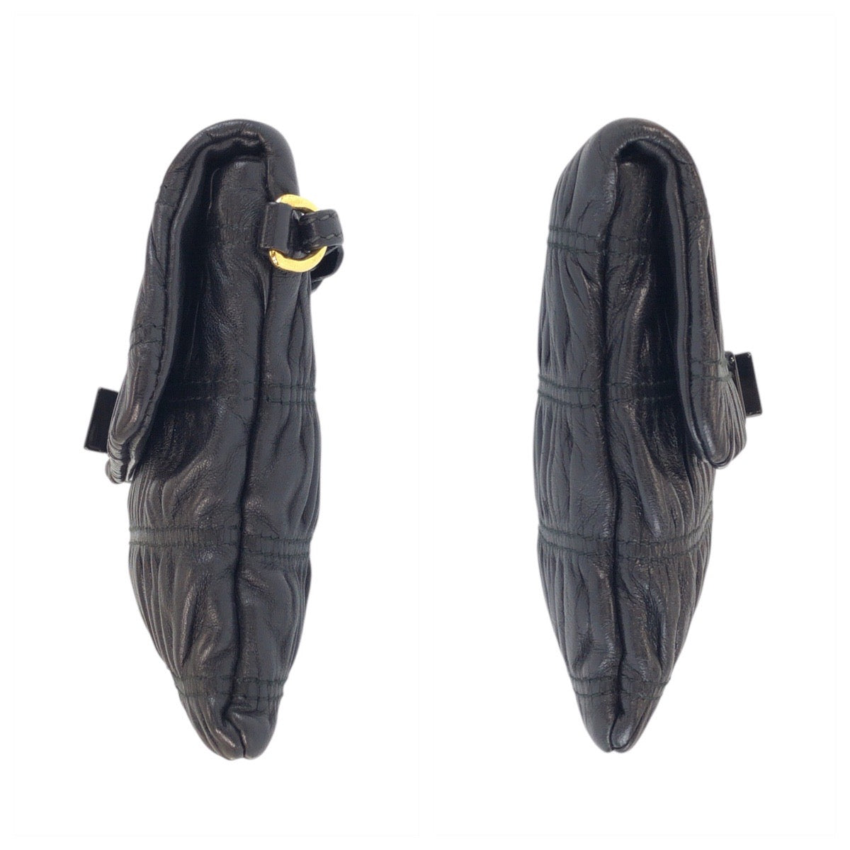 23175
PRADA プラダ ブラック 黒 ゴールド金具 レザー 53 クラッチバッグ ポーチ レディース ABP28