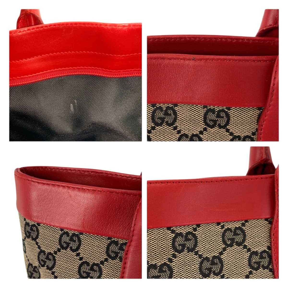 23176
GUCCI グッチ レッド ベージュ GGキャンバス / レザー 002 1119 トートバッグ ハンドバッグ レディース ABP42