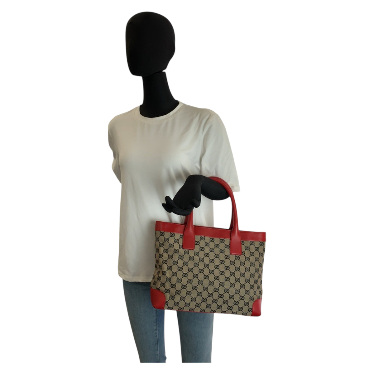 23176
GUCCI グッチ レッド ベージュ GGキャンバス / レザー 002 1119 トートバッグ ハンドバッグ レディース ABP42