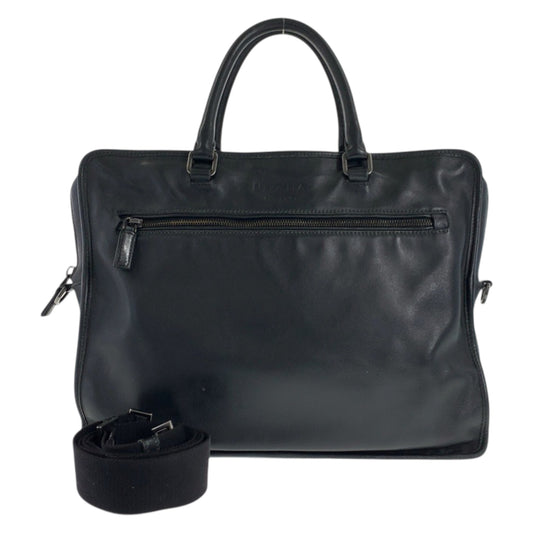 23177
PRADA プラダ ブラック 黒 レザー ビジネスバッグ ブリーフケース メンズ ABP56