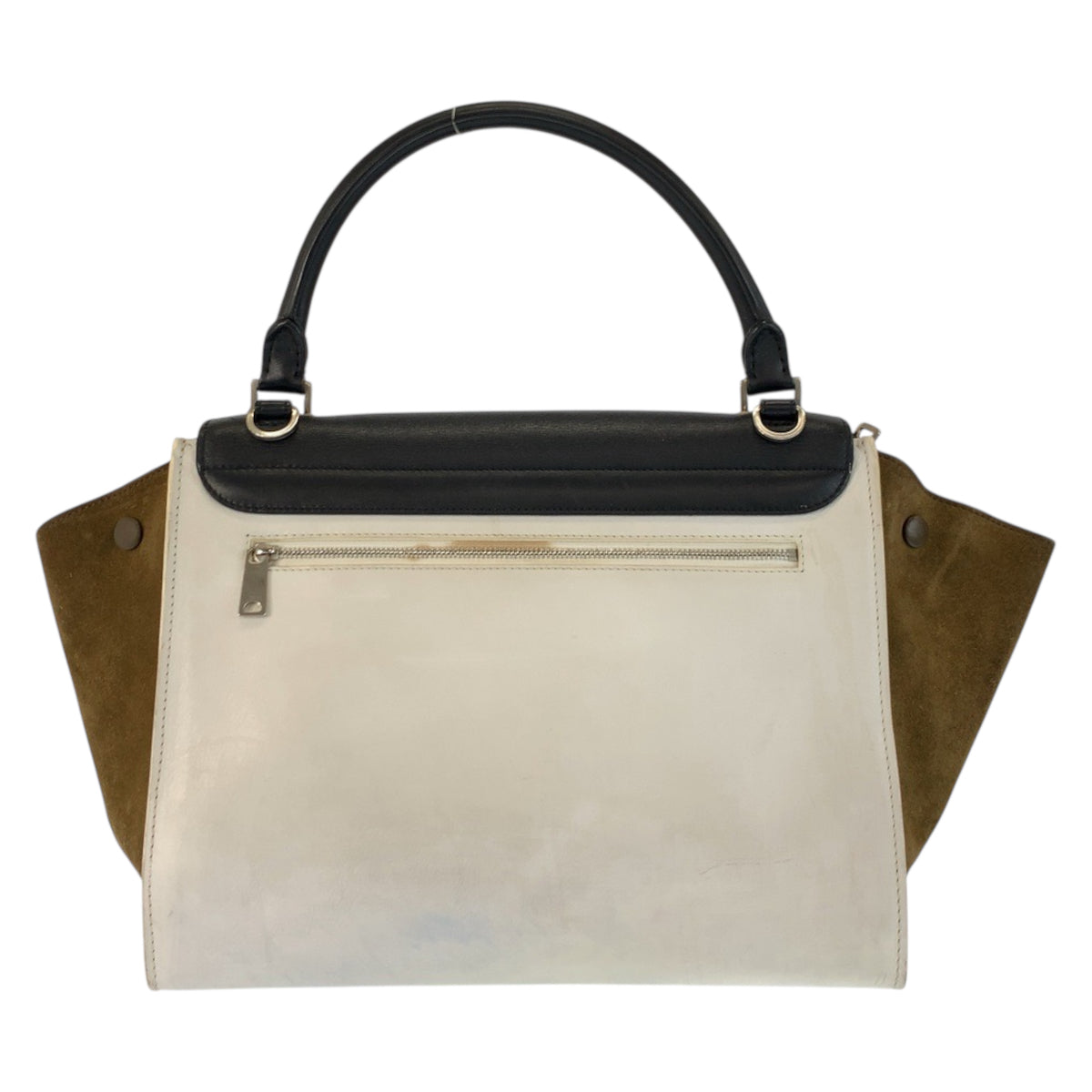 23179
CELINE セリーヌ トラペーズ ブラック ホワイト カーキ レザー / スウェード S-VP-1122 ハンドバッグ ショルダーバッグ 2way レディース AB42
