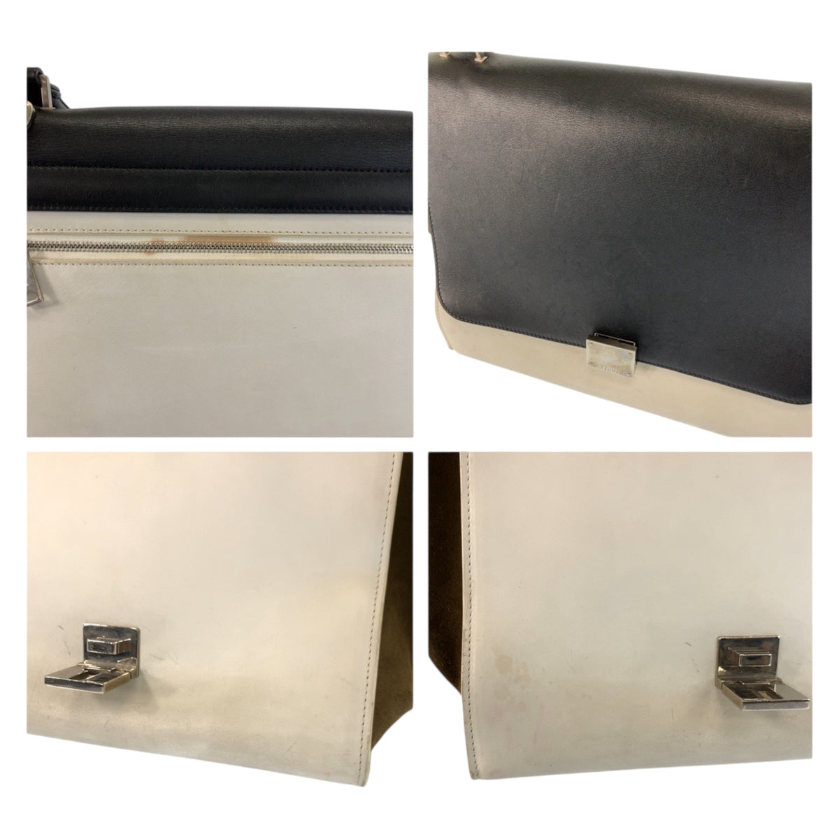 23179
CELINE セリーヌ トラペーズ ブラック ホワイト カーキ レザー / スウェード S-VP-1122 ハンドバッグ ショルダーバッグ 2way レディース AB42