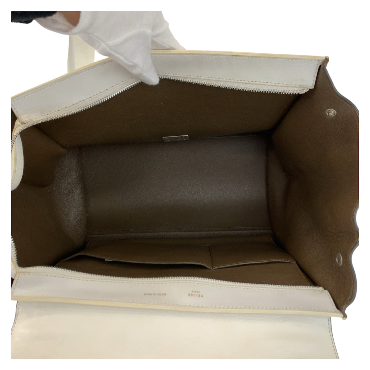 23179
CELINE セリーヌ トラペーズ ブラック ホワイト カーキ レザー / スウェード S-VP-1122 ハンドバッグ ショルダーバッグ 2way レディース AB42