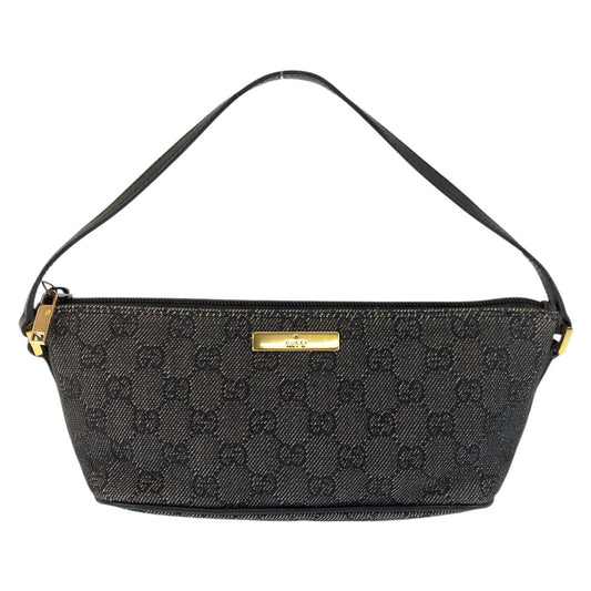 23180
GUCCI グッチ ブラック 黒 ゴールド金具 GGキャンバス / レザー 07198 ハンドバッグ アクセサリーポーチ レディース AB24