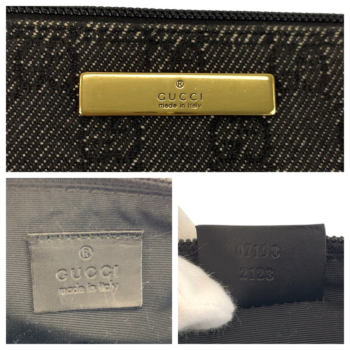 23180
GUCCI グッチ ブラック 黒 ゴールド金具 GGキャンバス / レザー 07198 ハンドバッグ アクセサリーポーチ レディース AB24