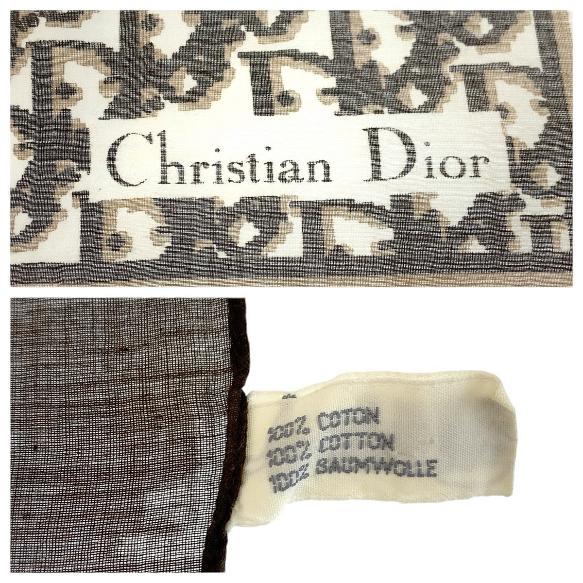 23182
Christian Dior クリスチャンディオール トロッター ブラウン コットン スカーフ レディース A21