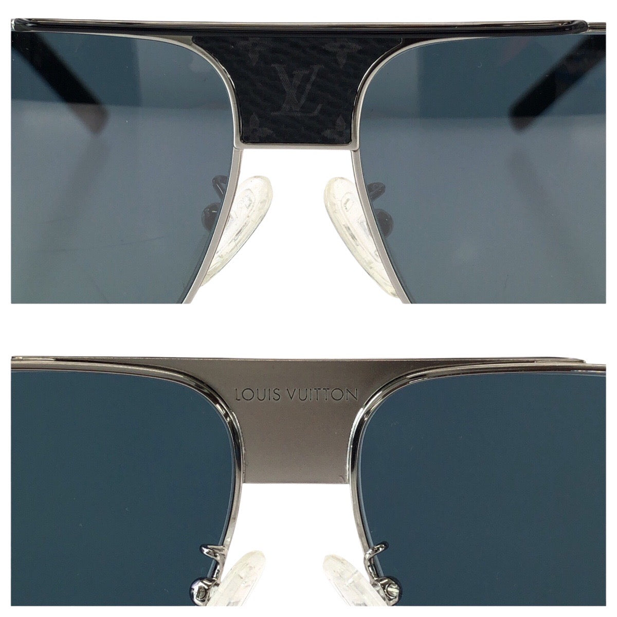 23188
LOUIS VUITTON ルイヴィトン モノグラム パシフィック ブルー ブラック シルバー金具 メタル Z2339E 9SL 58◻︎14 145 サングラス メガネ 男女兼用 ティアドロップ メンズ A42