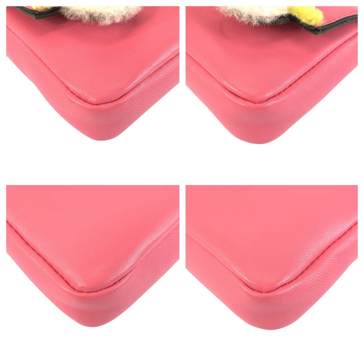 23189
FENDI フェンディ モンスター マイクロバゲット ピンク シルバー金具 レザー 8M0854 ショルダーバッグ ハンドバッグ レディース A54